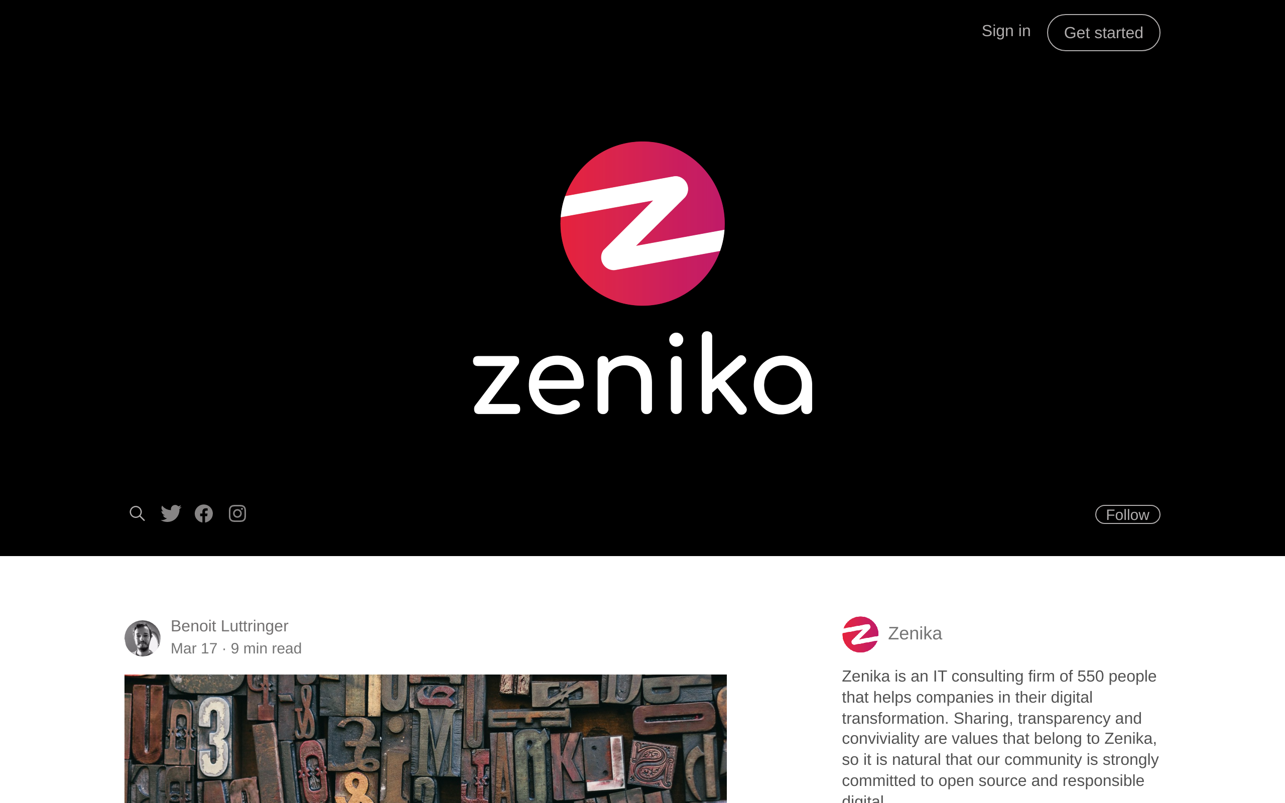Copie d'écran de https://medium.zenika.com